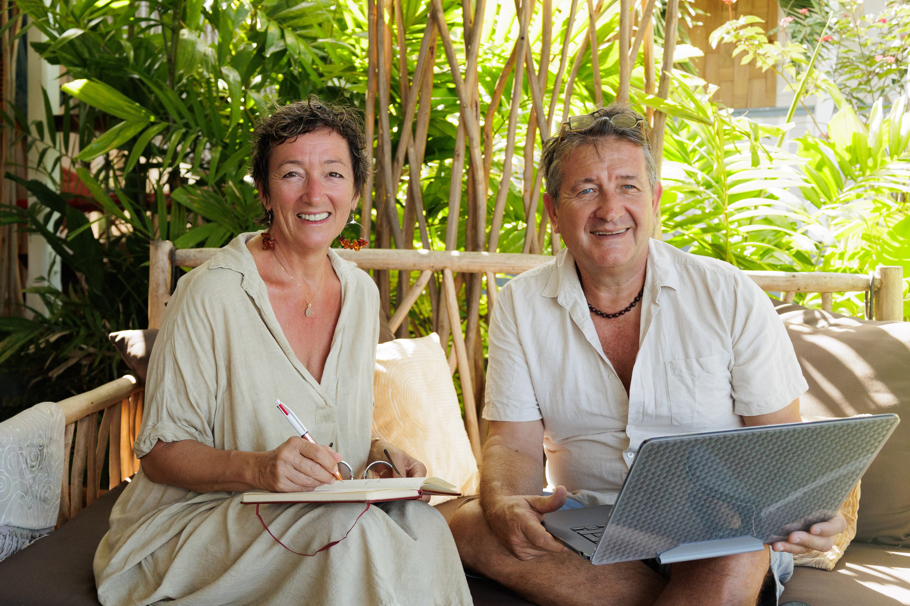 The Kaza Marie-Galante team in front of one of the island's charming rentals